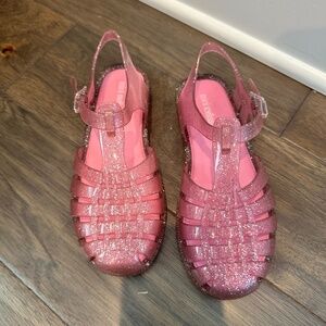 Girl’s Mini Melissa Pink Glitter Jelly Shoes - Size 2 - EUC